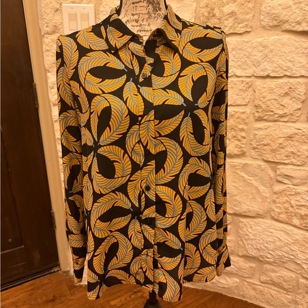 Diane Von Furstenberg Gold and Black Resort blouse